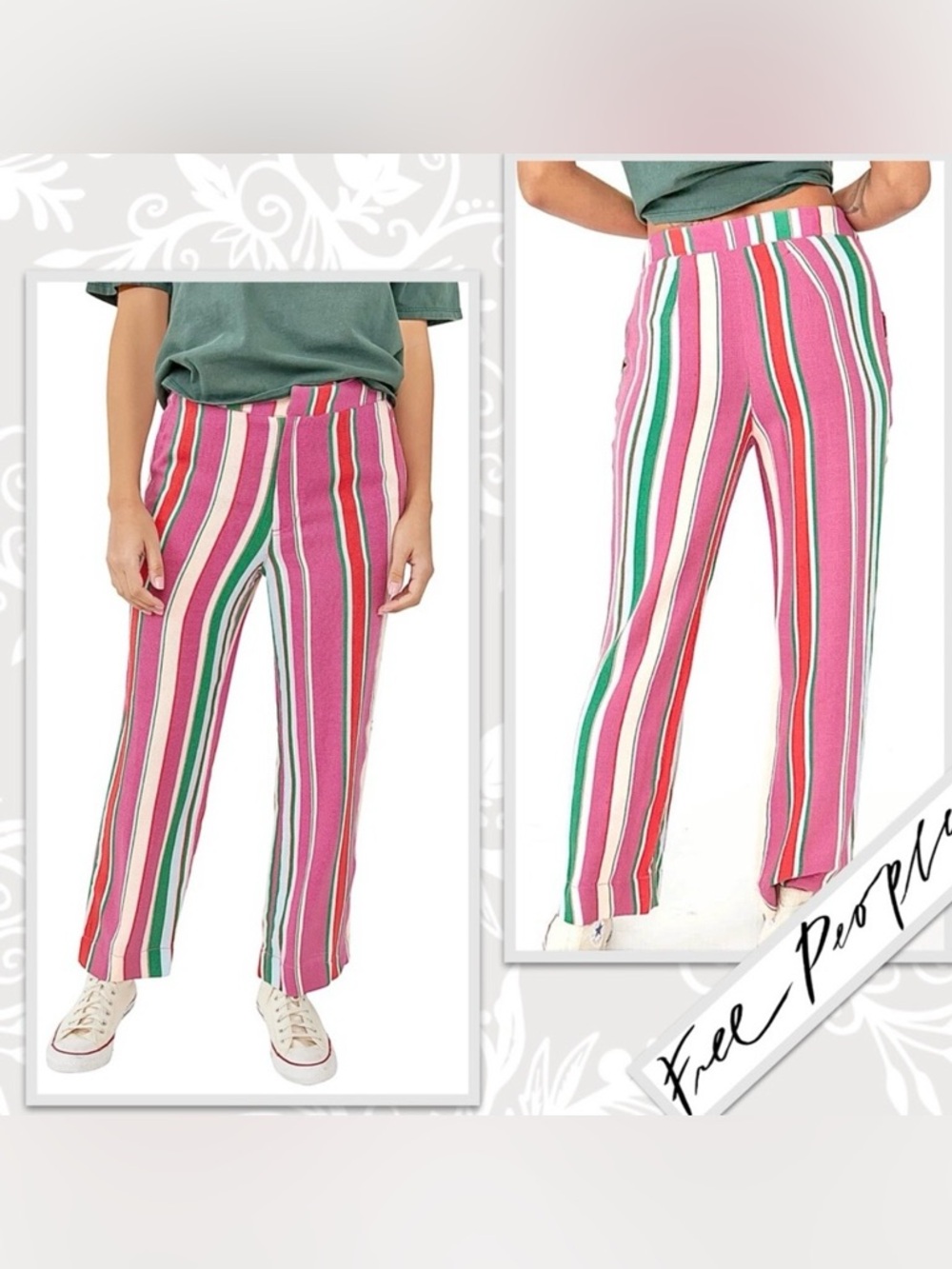 Free People Multicolor Striped Pants NWT